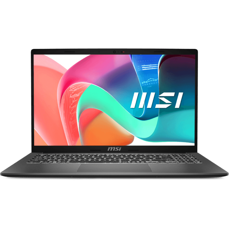 Laptop MSI Modern 15 F13MG (Intel Core i5-1335U, 15,6″, 16 GB RAM, 512GB SSD, Windows 11 Professional) czarny front
