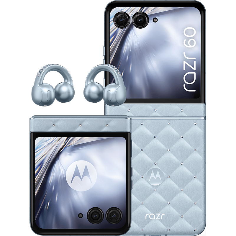 motorola razr 60 + moto buds loop, Kolekcja Crystals by Swarovski błękitny